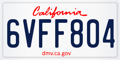 CA license plate 6VFF804