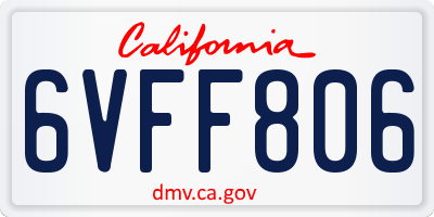 CA license plate 6VFF806