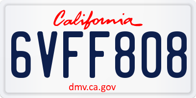 CA license plate 6VFF808