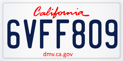 CA license plate 6VFF809