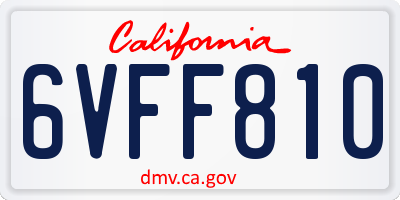 CA license plate 6VFF810
