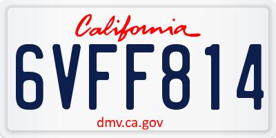 CA license plate 6VFF814