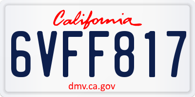 CA license plate 6VFF817
