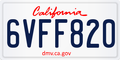CA license plate 6VFF820