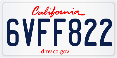 CA license plate 6VFF822