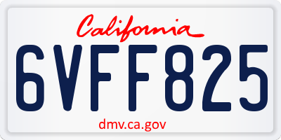 CA license plate 6VFF825