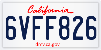 CA license plate 6VFF826