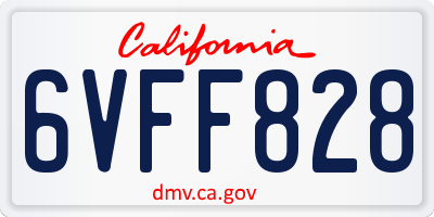 CA license plate 6VFF828