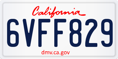 CA license plate 6VFF829