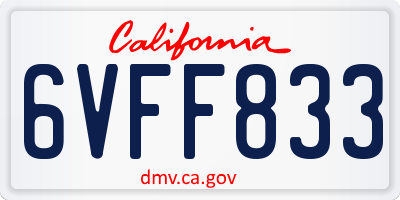 CA license plate 6VFF833