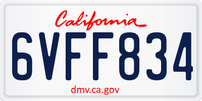 CA license plate 6VFF834