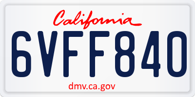CA license plate 6VFF840