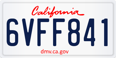 CA license plate 6VFF841