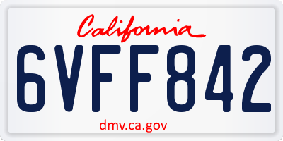CA license plate 6VFF842
