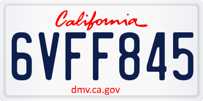 CA license plate 6VFF845