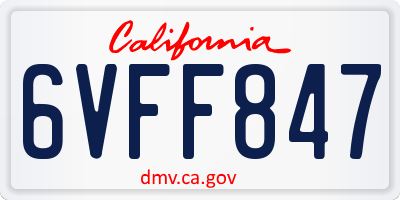 CA license plate 6VFF847