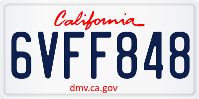 CA license plate 6VFF848