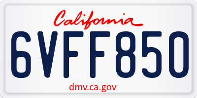 CA license plate 6VFF850