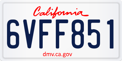 CA license plate 6VFF851