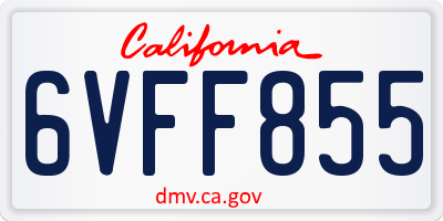 CA license plate 6VFF855