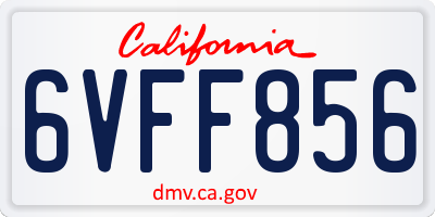CA license plate 6VFF856