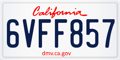 CA license plate 6VFF857