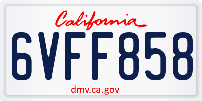 CA license plate 6VFF858