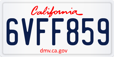 CA license plate 6VFF859
