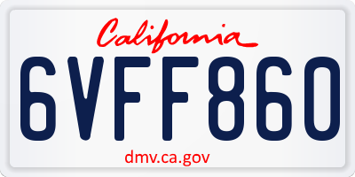 CA license plate 6VFF860