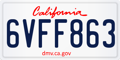CA license plate 6VFF863