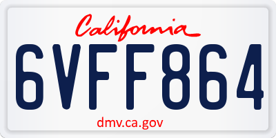 CA license plate 6VFF864