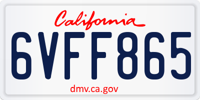 CA license plate 6VFF865