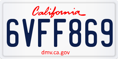 CA license plate 6VFF869