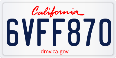 CA license plate 6VFF870