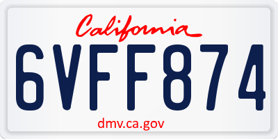 CA license plate 6VFF874