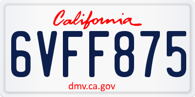 CA license plate 6VFF875