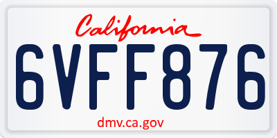 CA license plate 6VFF876