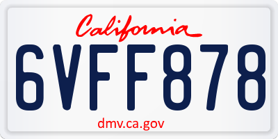 CA license plate 6VFF878
