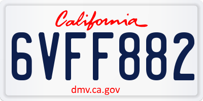 CA license plate 6VFF882