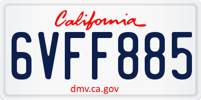 CA license plate 6VFF885