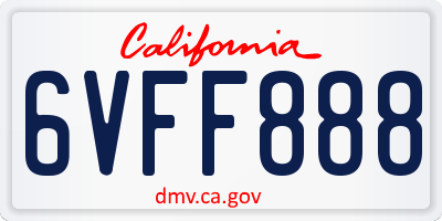 CA license plate 6VFF888