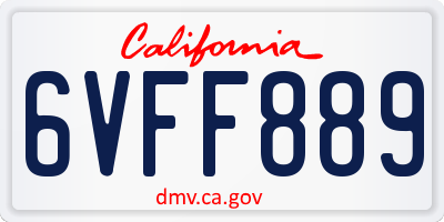 CA license plate 6VFF889