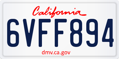 CA license plate 6VFF894