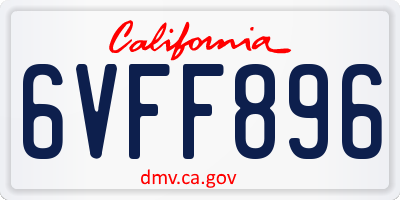 CA license plate 6VFF896