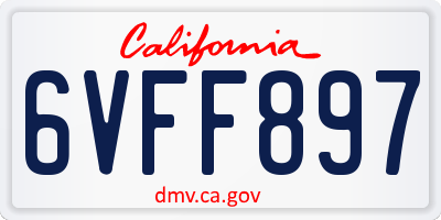 CA license plate 6VFF897