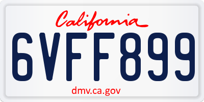 CA license plate 6VFF899