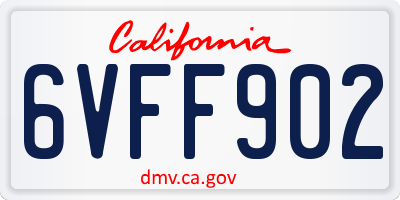 CA license plate 6VFF902