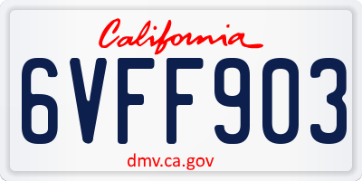 CA license plate 6VFF903