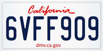 CA license plate 6VFF909