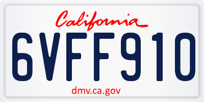 CA license plate 6VFF910